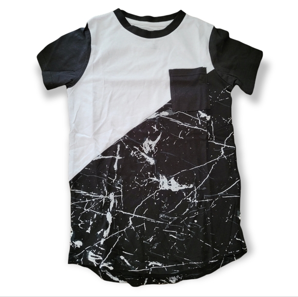 New Boys Colorblock Tee Shirt black and white short sleeve Tee Size 10-12 - Picture 2 of 5